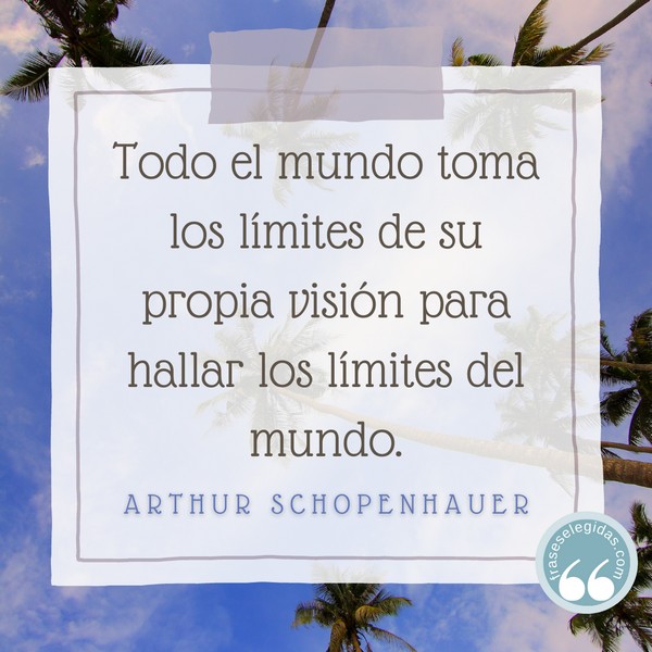 Frase de Arthur Schopenhauer: Todo el mundo toma los límites de su propia visión para hallar los límites del mundo.